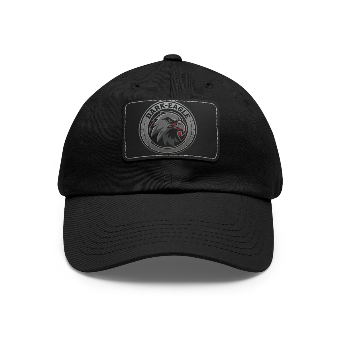 Leather Patch Dad Hat — ‘Dark Eagle’ Vintage Emblem Cap