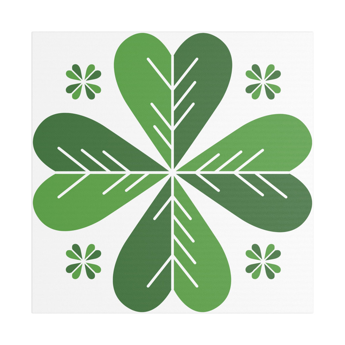 Green Clover Wall Art Canvas — Stretched Satin Botanical Print