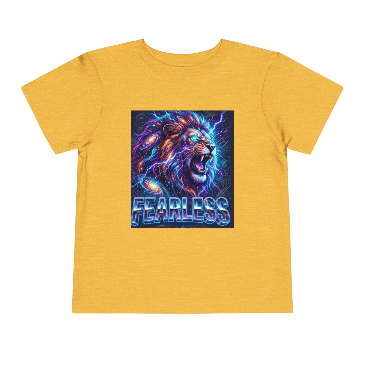 Fearless Neon Lion Toddler Tee — Bold Graphic Kids Shirt
