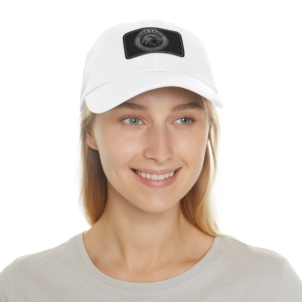 Leather Patch Dad Hat — ‘Dark Eagle’ Vintage Emblem Cap