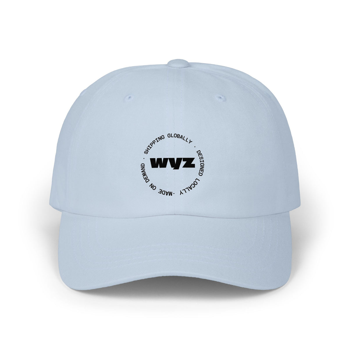 WVZ Circular Logo Dad Cap — Minimal White Baseball Hat