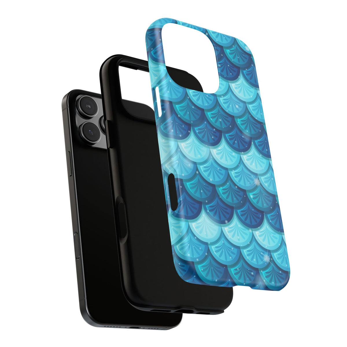Carcasa Resistente Escamas Sirena Azul — Diseño Inspirado en el Océano