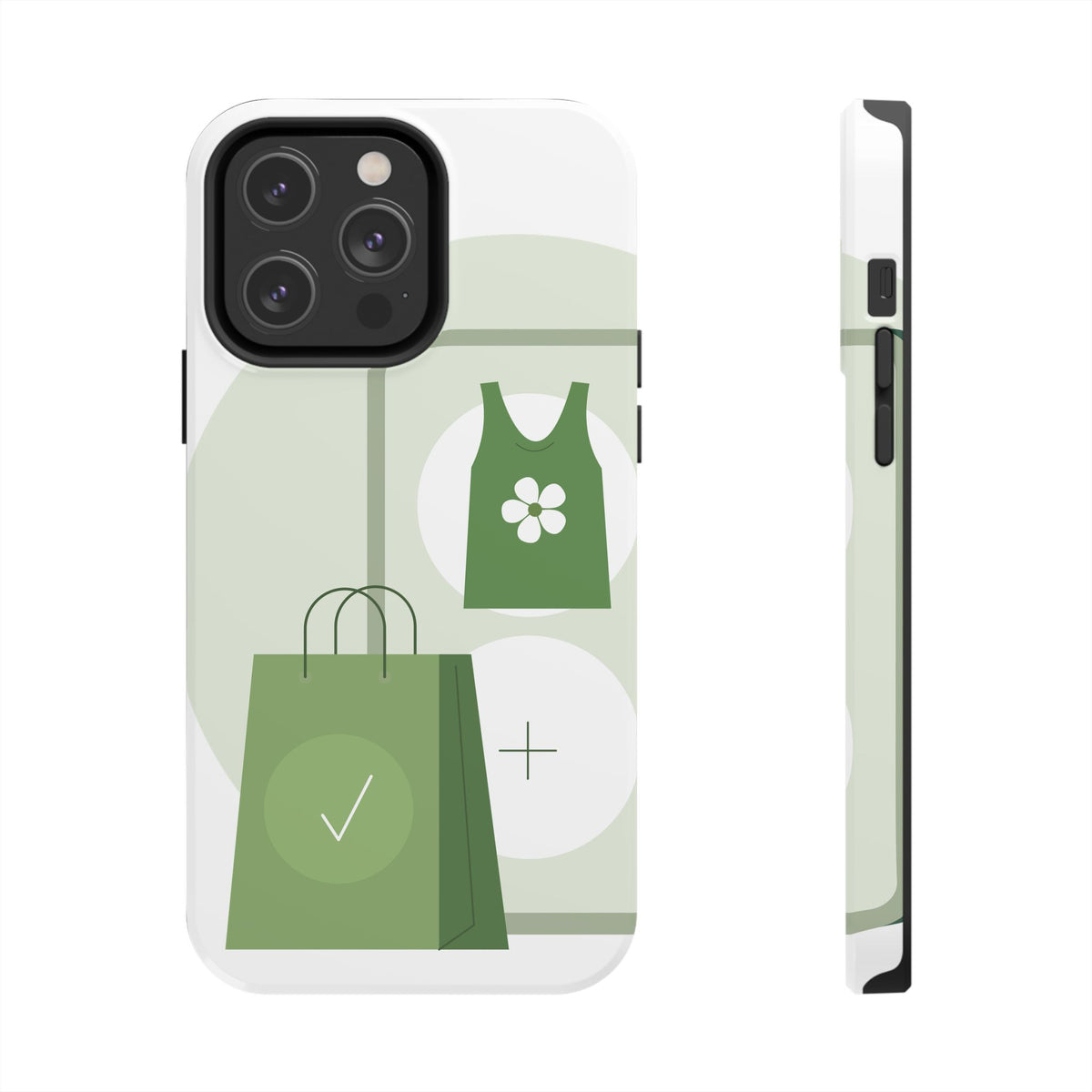 Green Shopping Icons Tough Phone Case — Eco Chic Protective Phone Cover