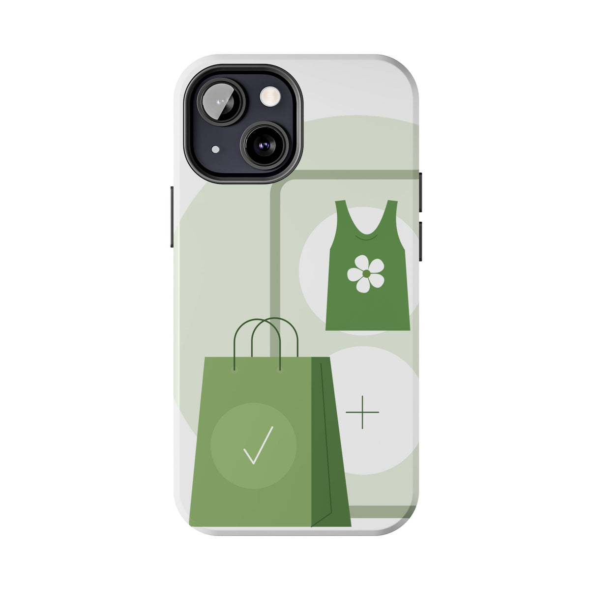Green Shopping Icons Tough Phone Case — Eco Chic Protective Phone Cover