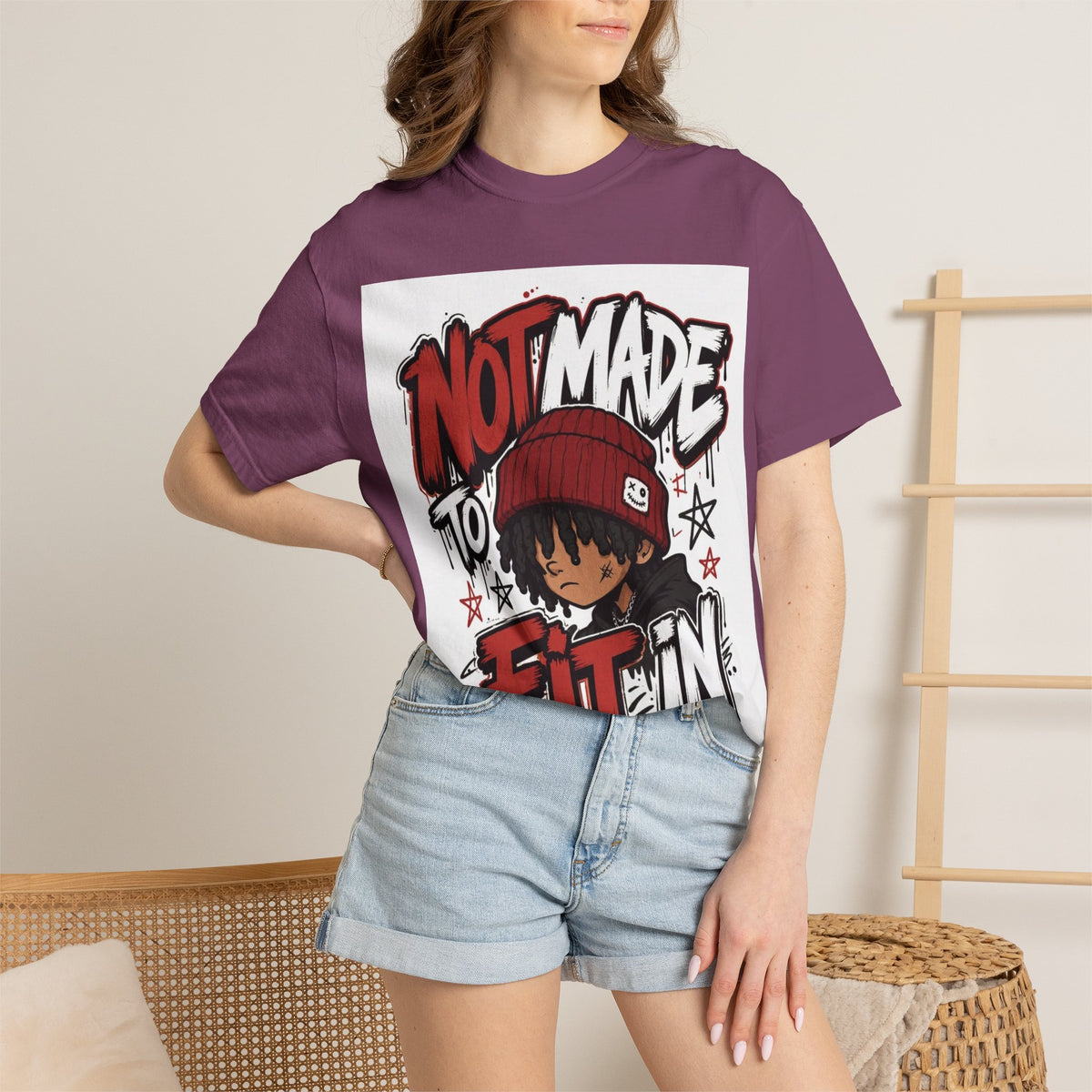 Not Made to Fit In Graphic T-Shirt — Streetwear Anime Statement Tee