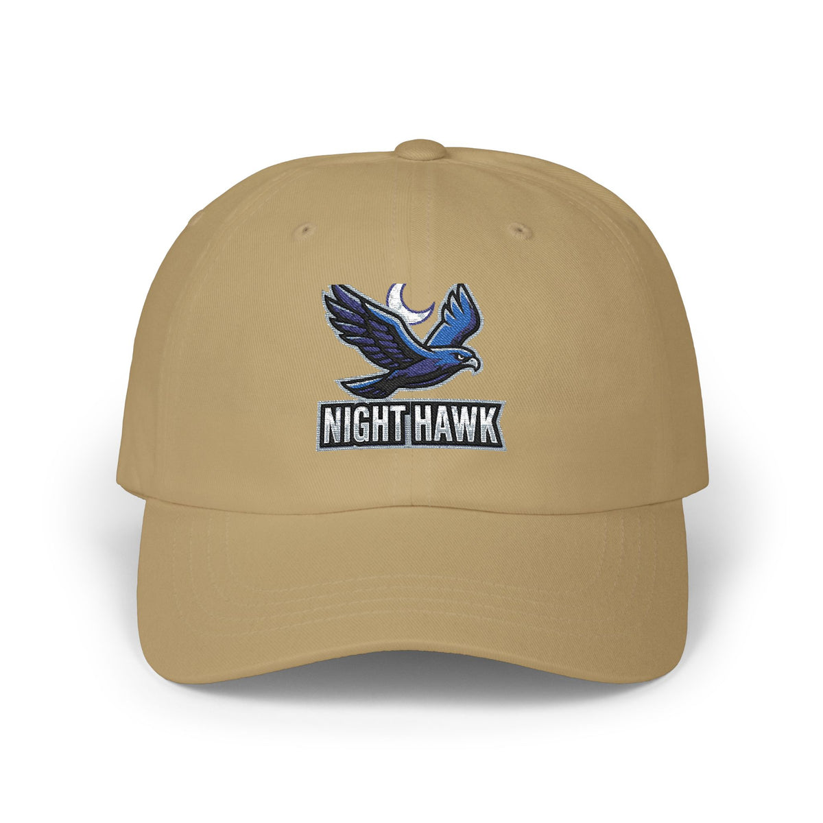 Night Hawk Embroidered Dad Cap — Retro Blue Hawk Baseball Hat