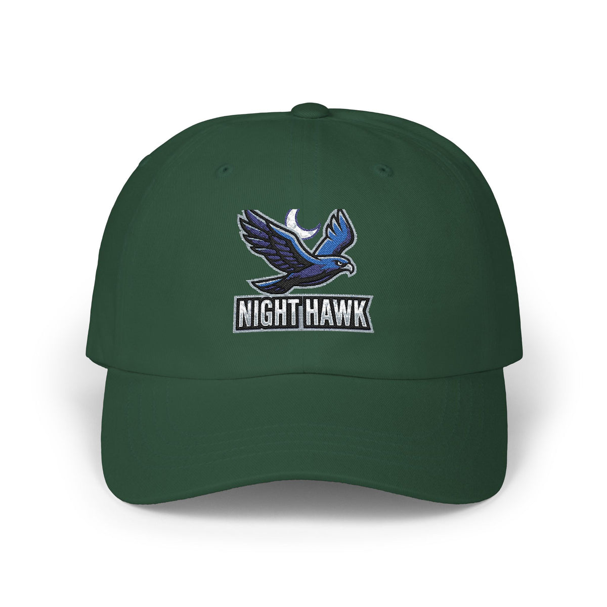 Night Hawk Embroidered Dad Cap — Retro Blue Hawk Baseball Hat