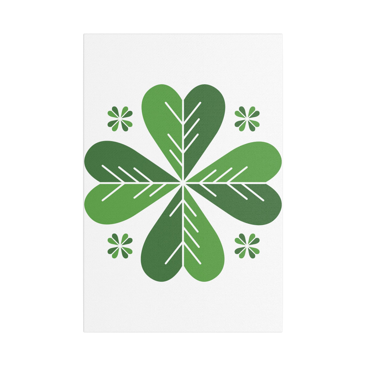 Green Clover Wall Art Canvas — Stretched Satin Botanical Print