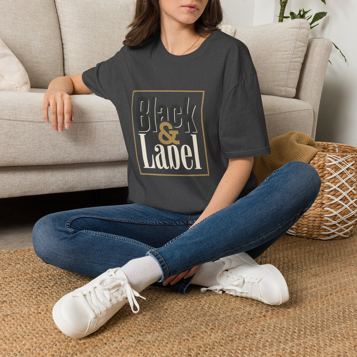 Black & Gold Square Graphic T-Shirt