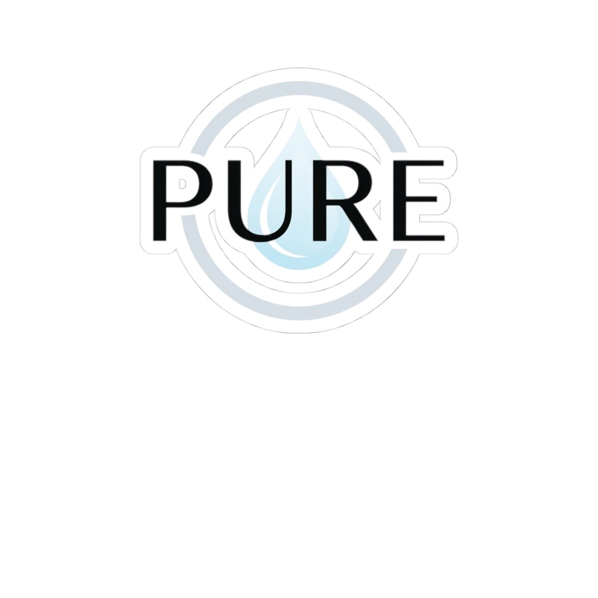 PURE Water Drop Kiss-Cut Sticker — Minimal Logo Decal for Laptops & Gear