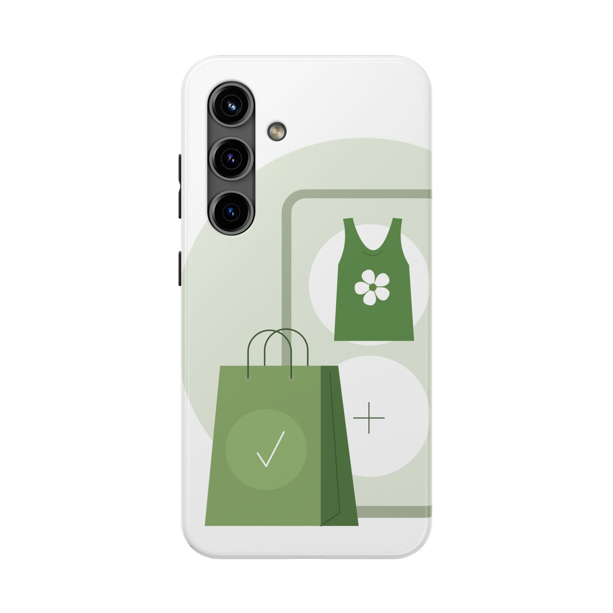 Green Shopping Icons Tough Phone Case — Eco Chic Protective Phone Cover