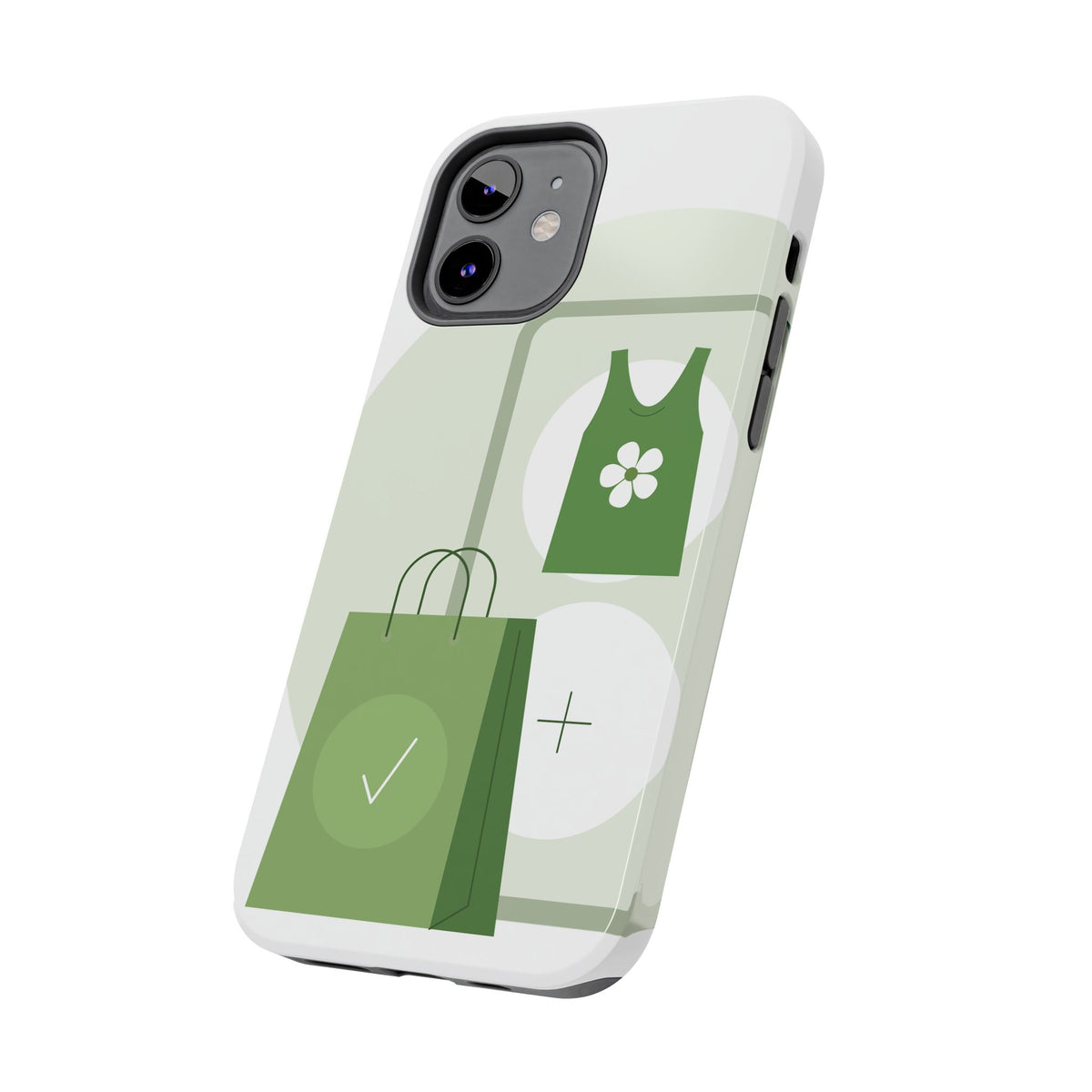 Green Shopping Icons Tough Phone Case — Eco Chic Protective Phone Cover