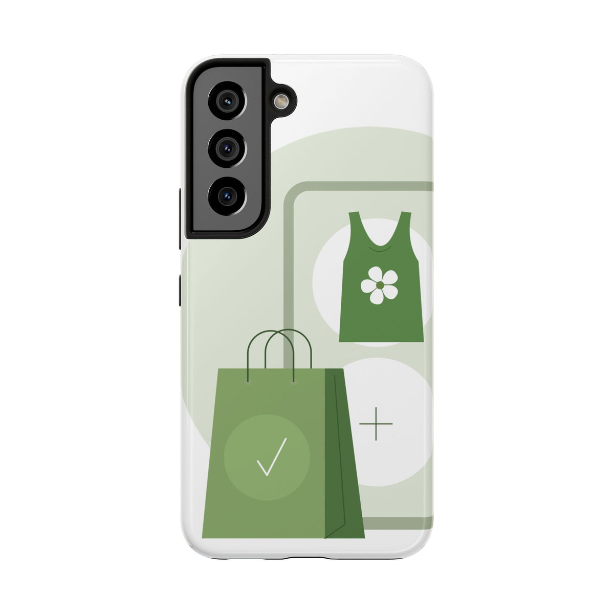 Green Shopping Icons Tough Phone Case — Eco Chic Protective Phone Cover