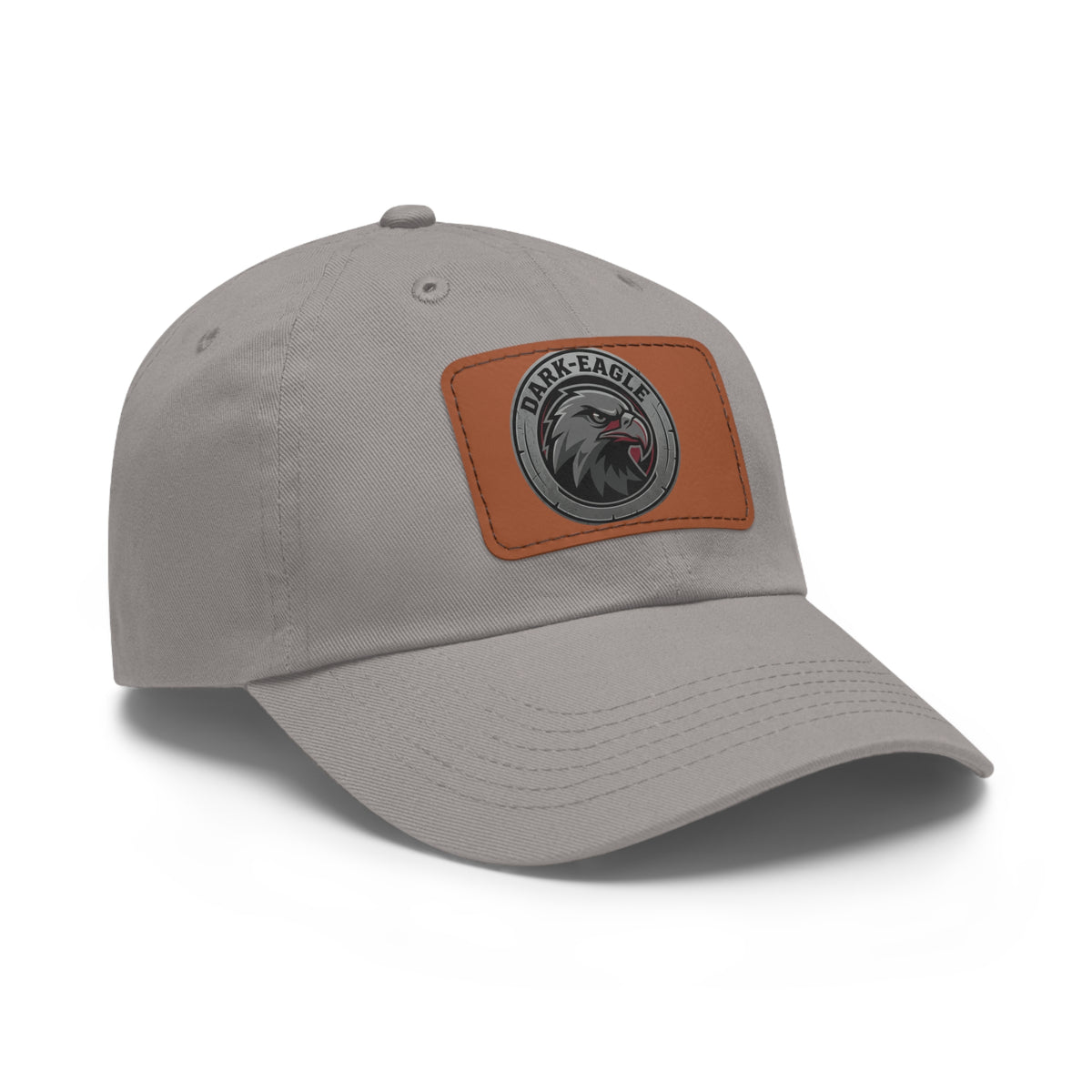 Leather Patch Dad Hat — ‘Dark Eagle’ Vintage Emblem Cap