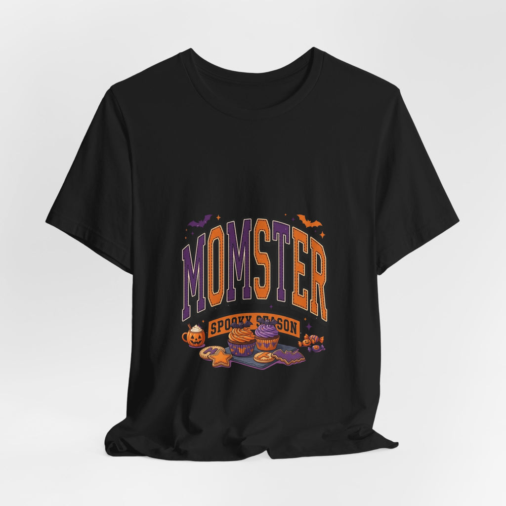 Momster Halloween Tee | purple orange spooky lettering, bats & pumpkins
