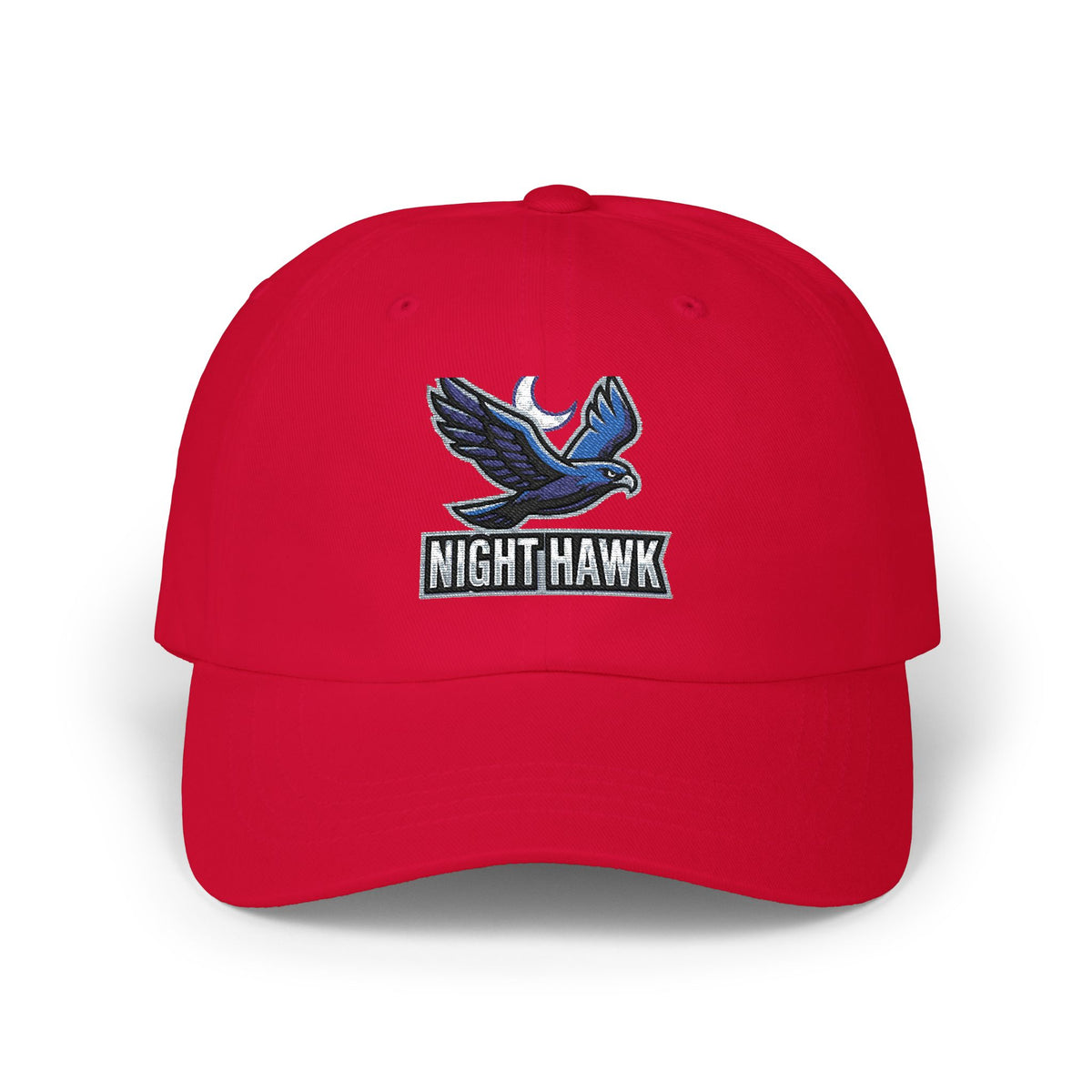 Night Hawk Embroidered Dad Cap — Retro Blue Hawk Baseball Hat