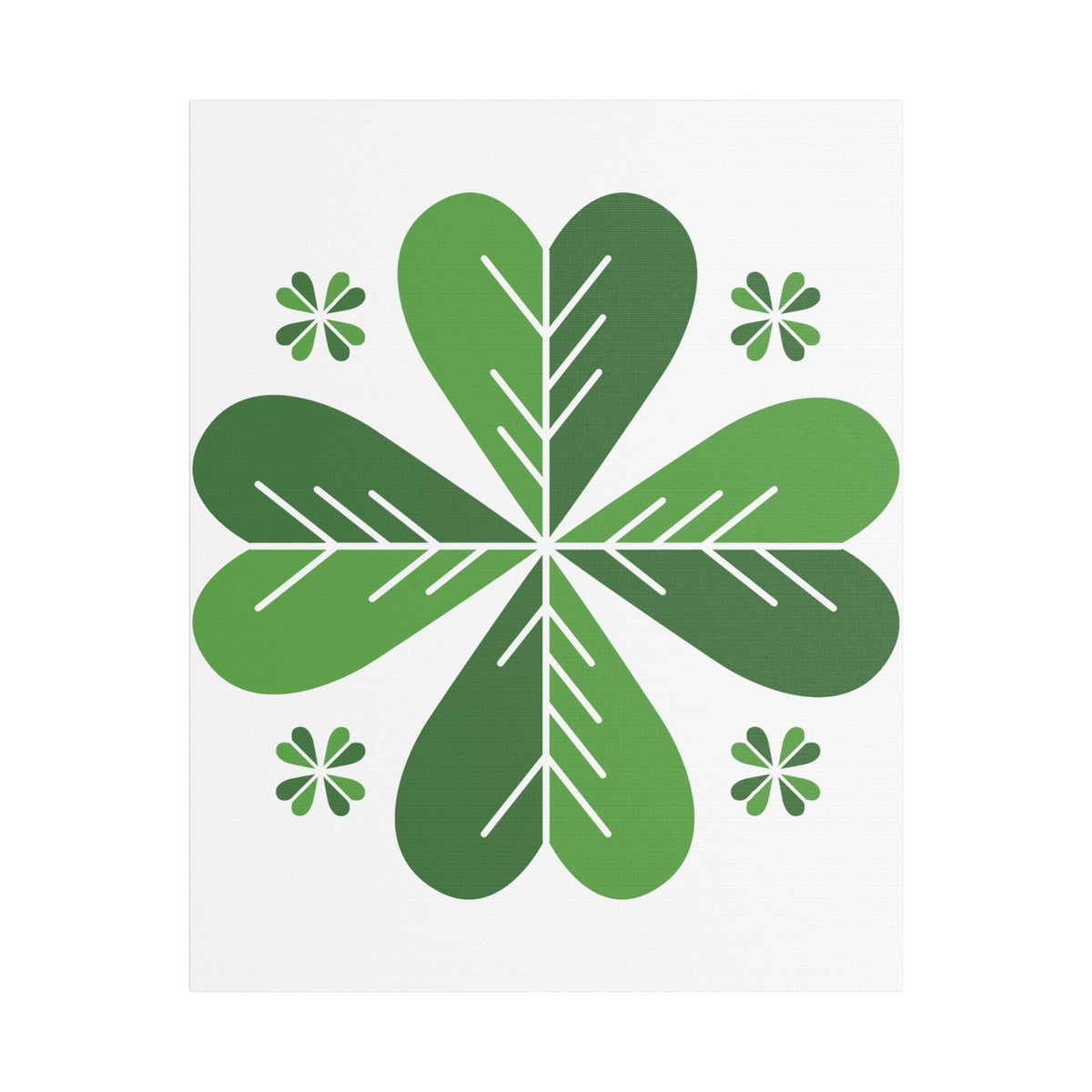 Green Clover Wall Art Canvas — Stretched Satin Botanical Print