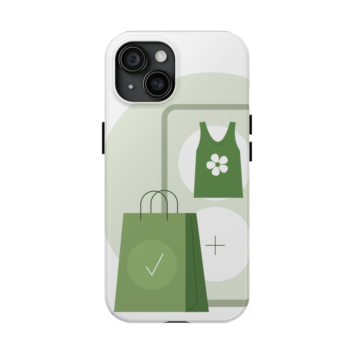 Green Shopping Icons Tough Phone Case — Eco Chic Protective Phone Cover