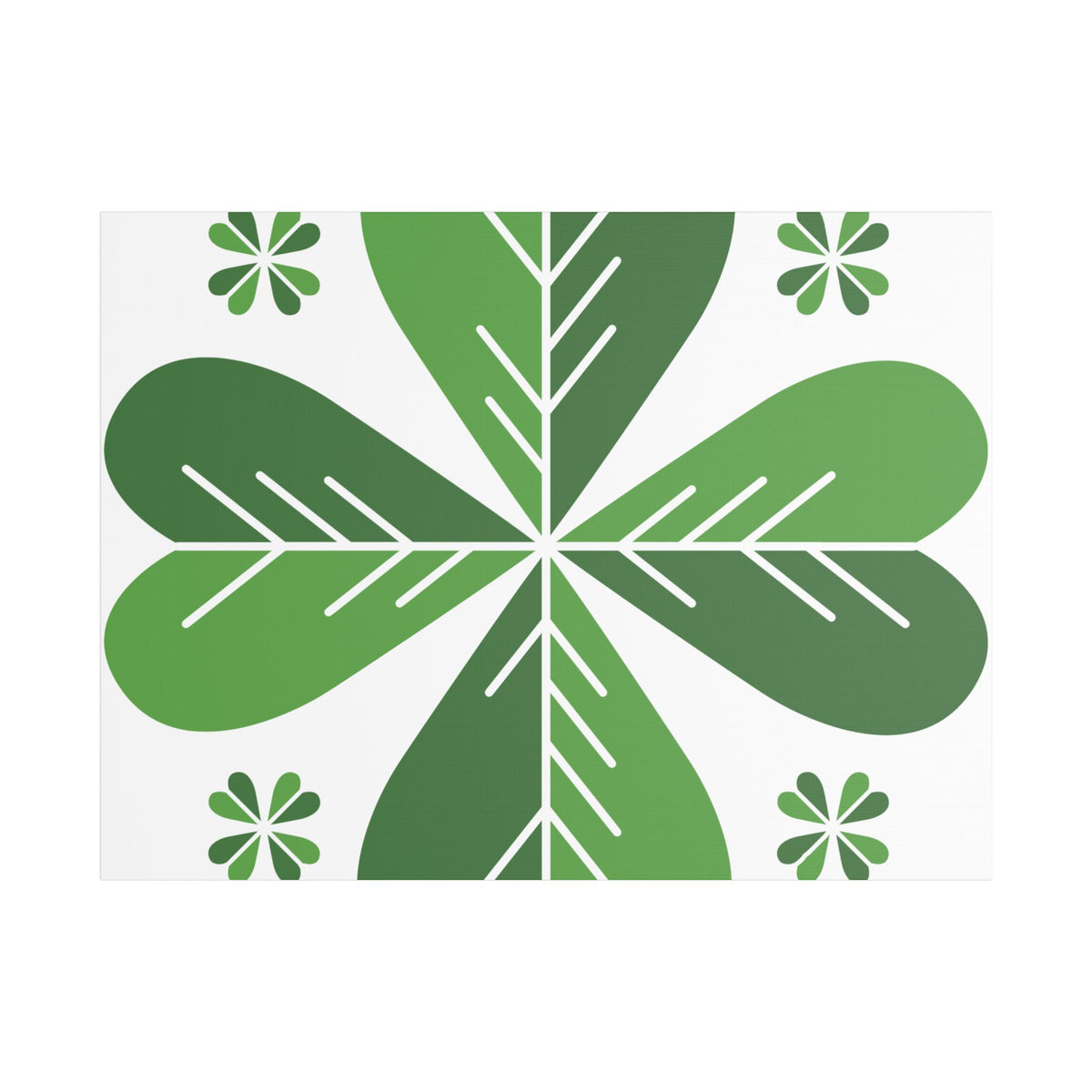 Green Clover Wall Art Canvas — Stretched Satin Botanical Print