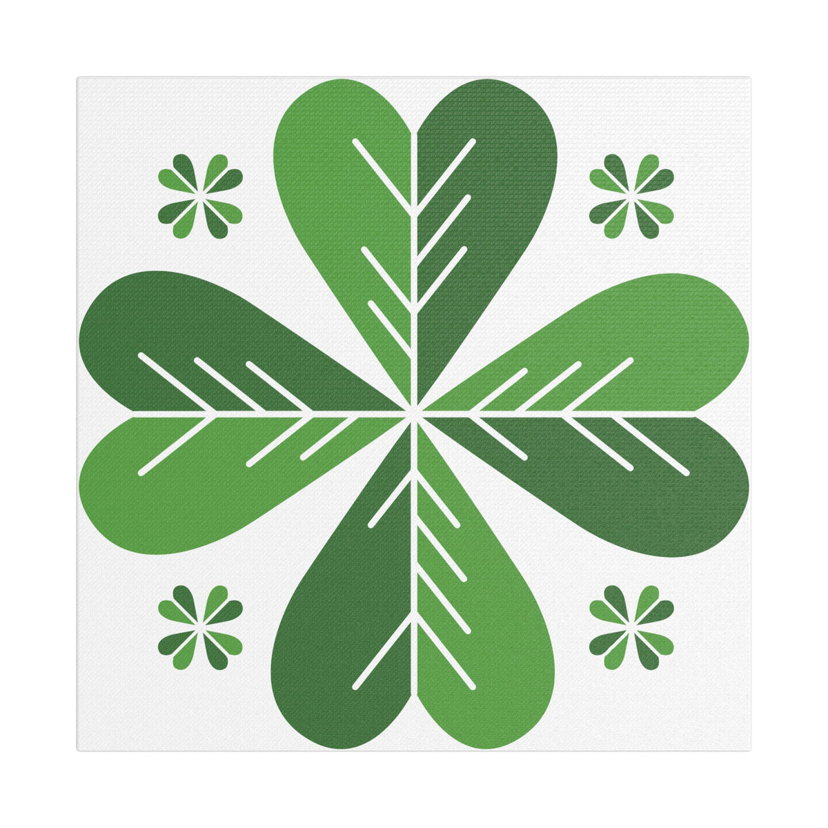 Green Clover Wall Art Canvas — Stretched Satin Botanical Print