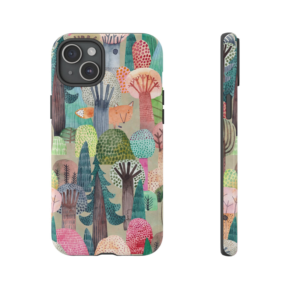 Woodland Fox Phone Case — Colorful Forest Art iPhone Cover