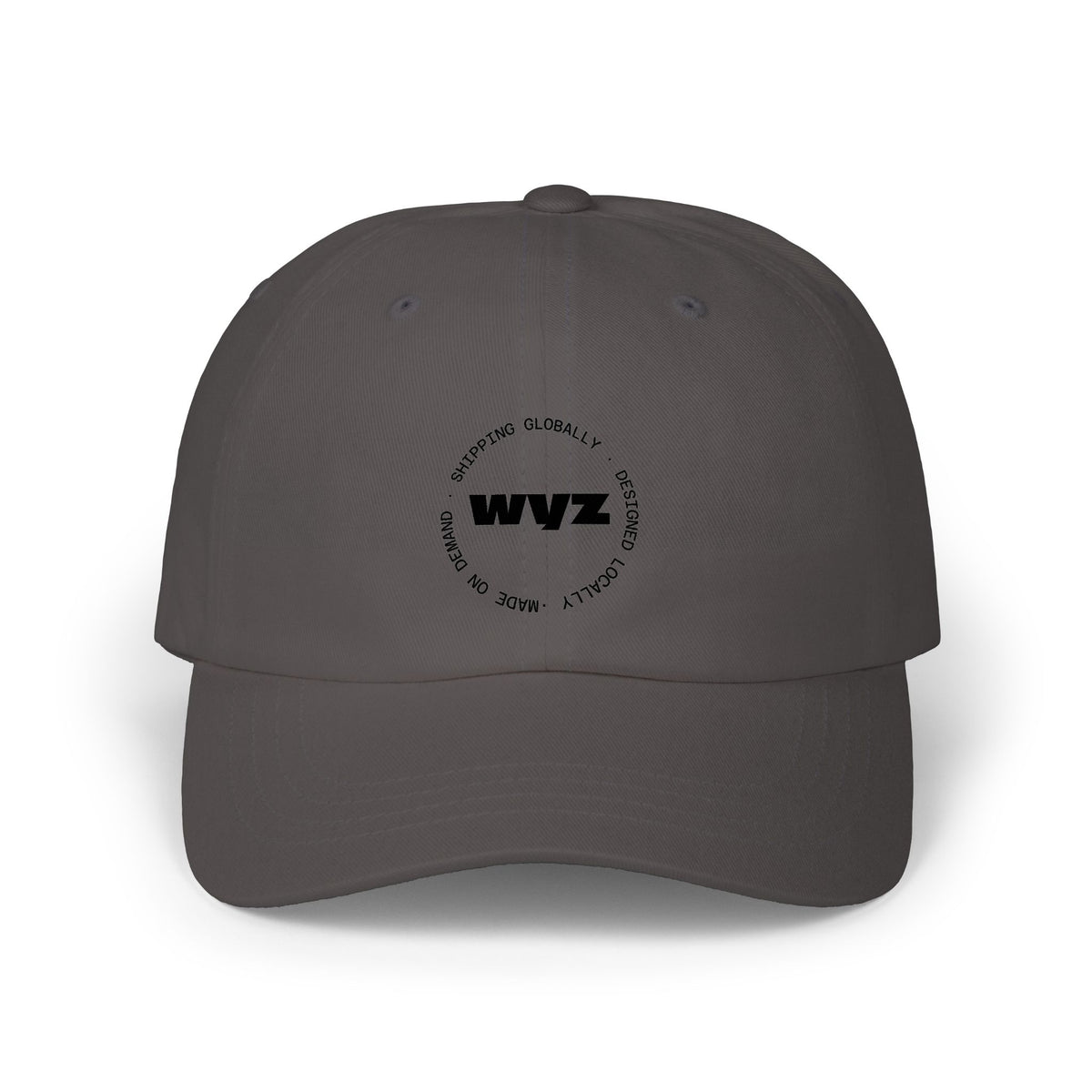 WVZ Circular Logo Dad Cap — Minimal White Baseball Hat