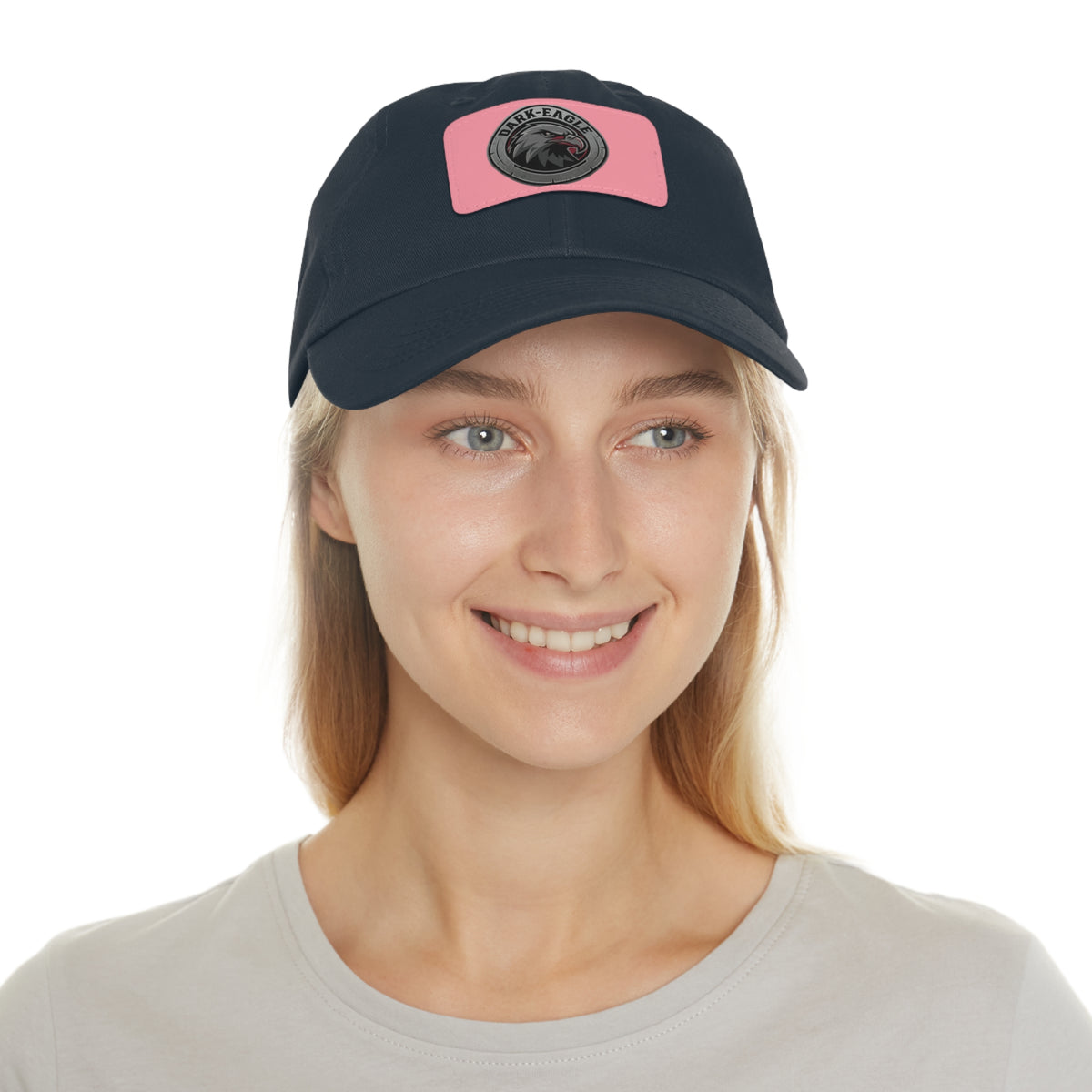 Leather Patch Dad Hat — ‘Dark Eagle’ Vintage Emblem Cap