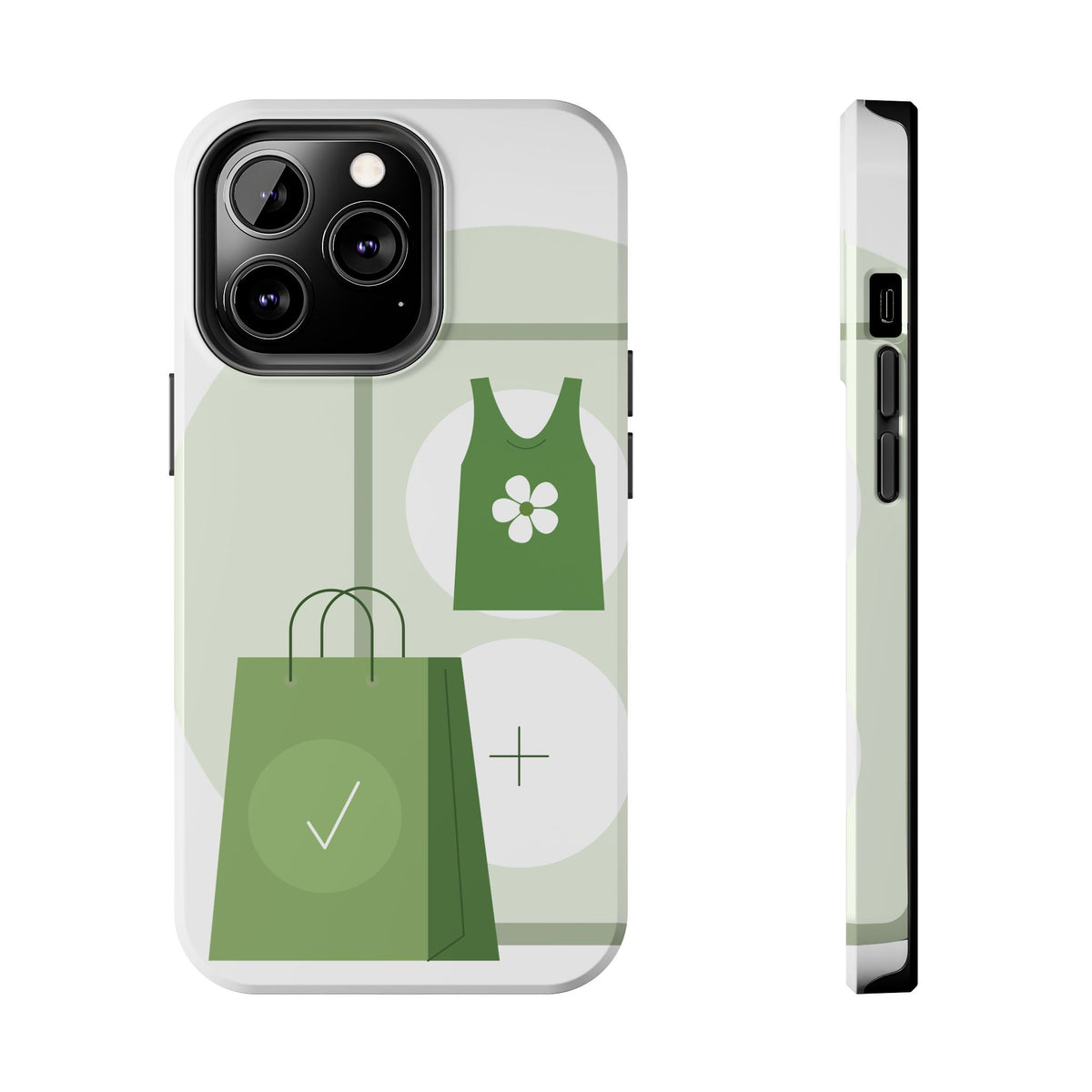 Green Shopping Icons Tough Phone Case — Eco Chic Protective Phone Cover