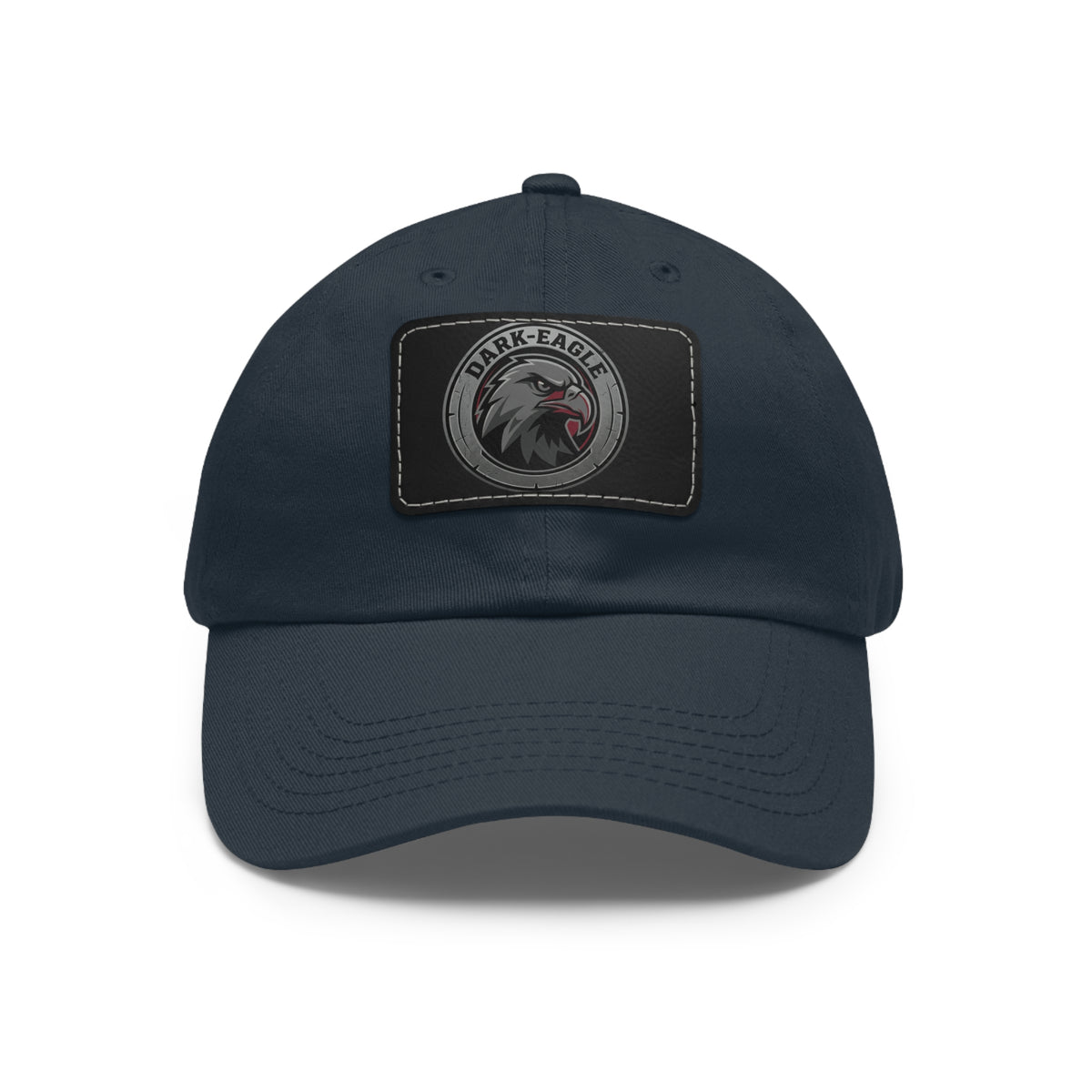 Leather Patch Dad Hat — ‘Dark Eagle’ Vintage Emblem Cap