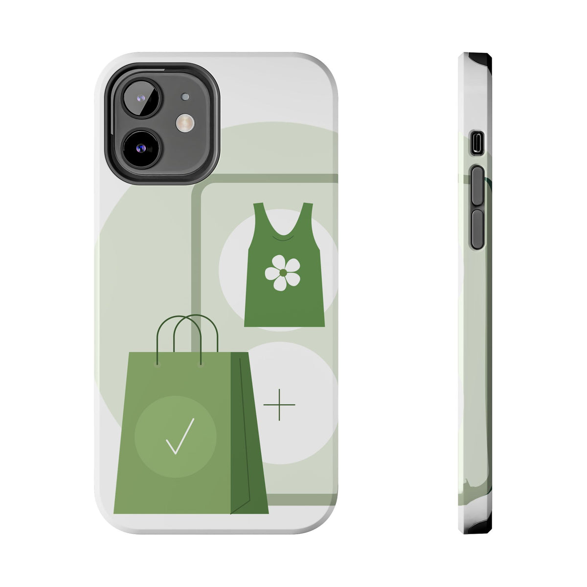 Green Shopping Icons Tough Phone Case — Eco Chic Protective Phone Cover