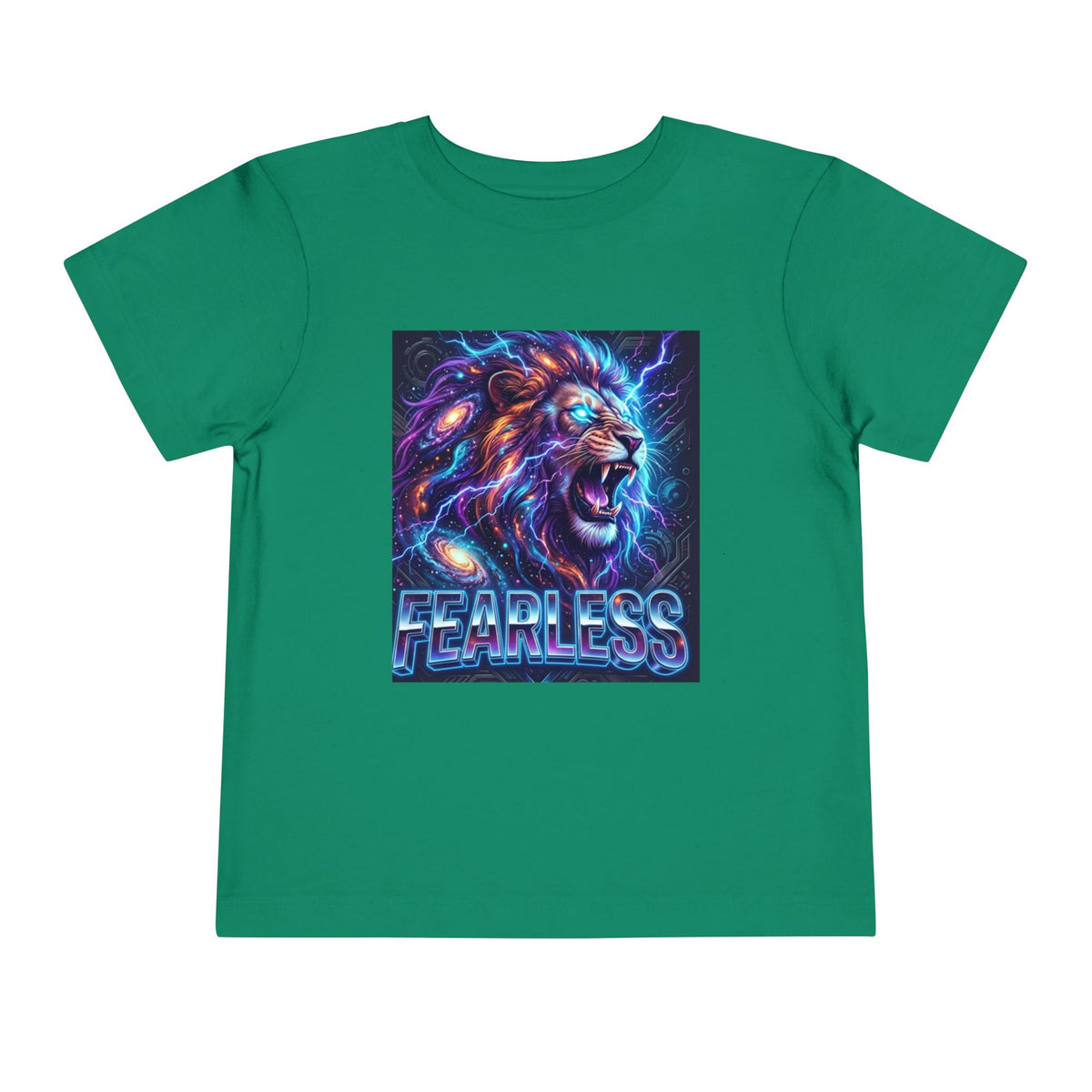 Fearless Neon Lion Toddler Tee — Bold Graphic Kids Shirt