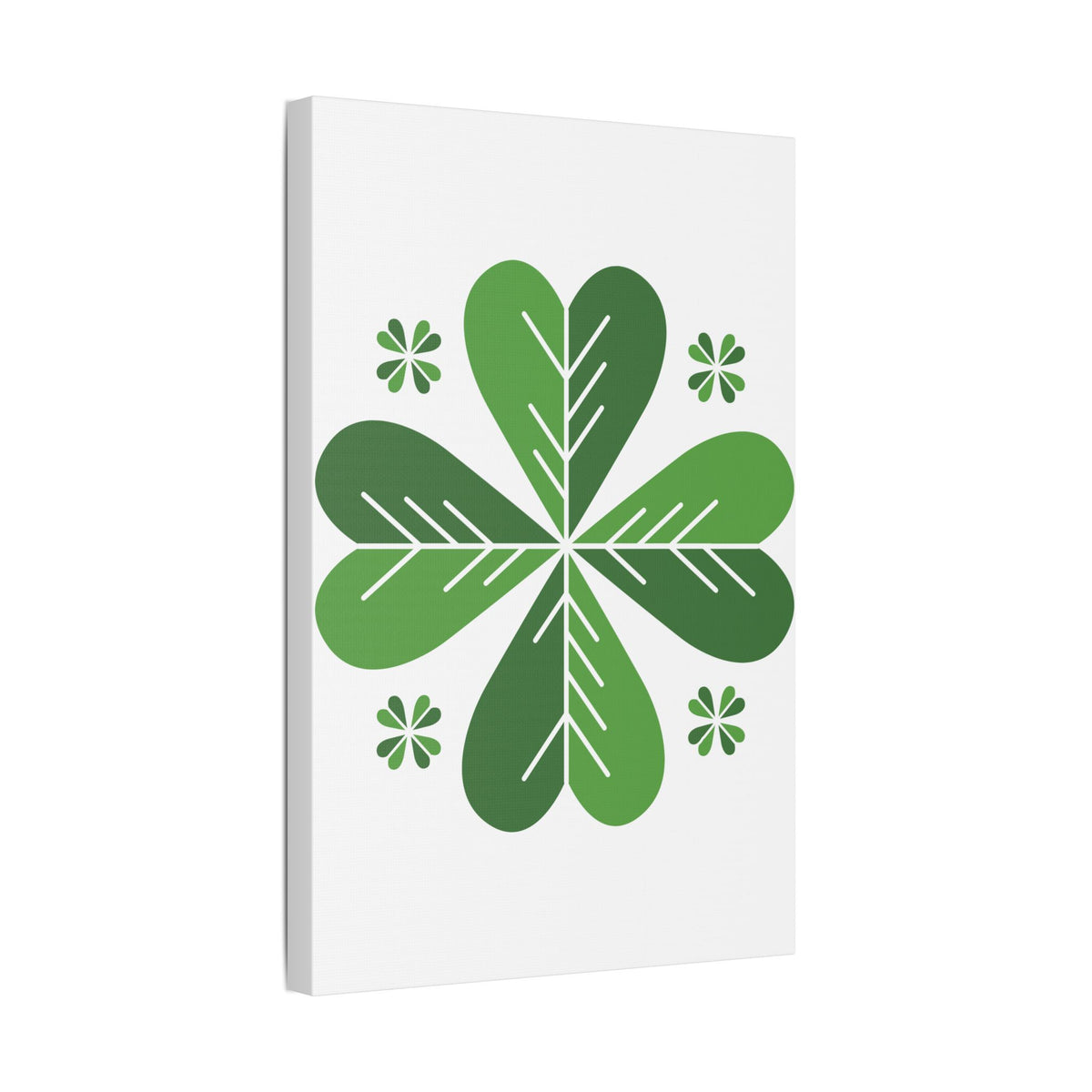 Green Clover Wall Art Canvas — Stretched Satin Botanical Print