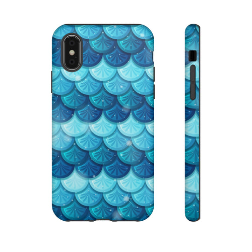 Carcasa Resistente Escamas Sirena Azul — Diseño Inspirado en el Océano
