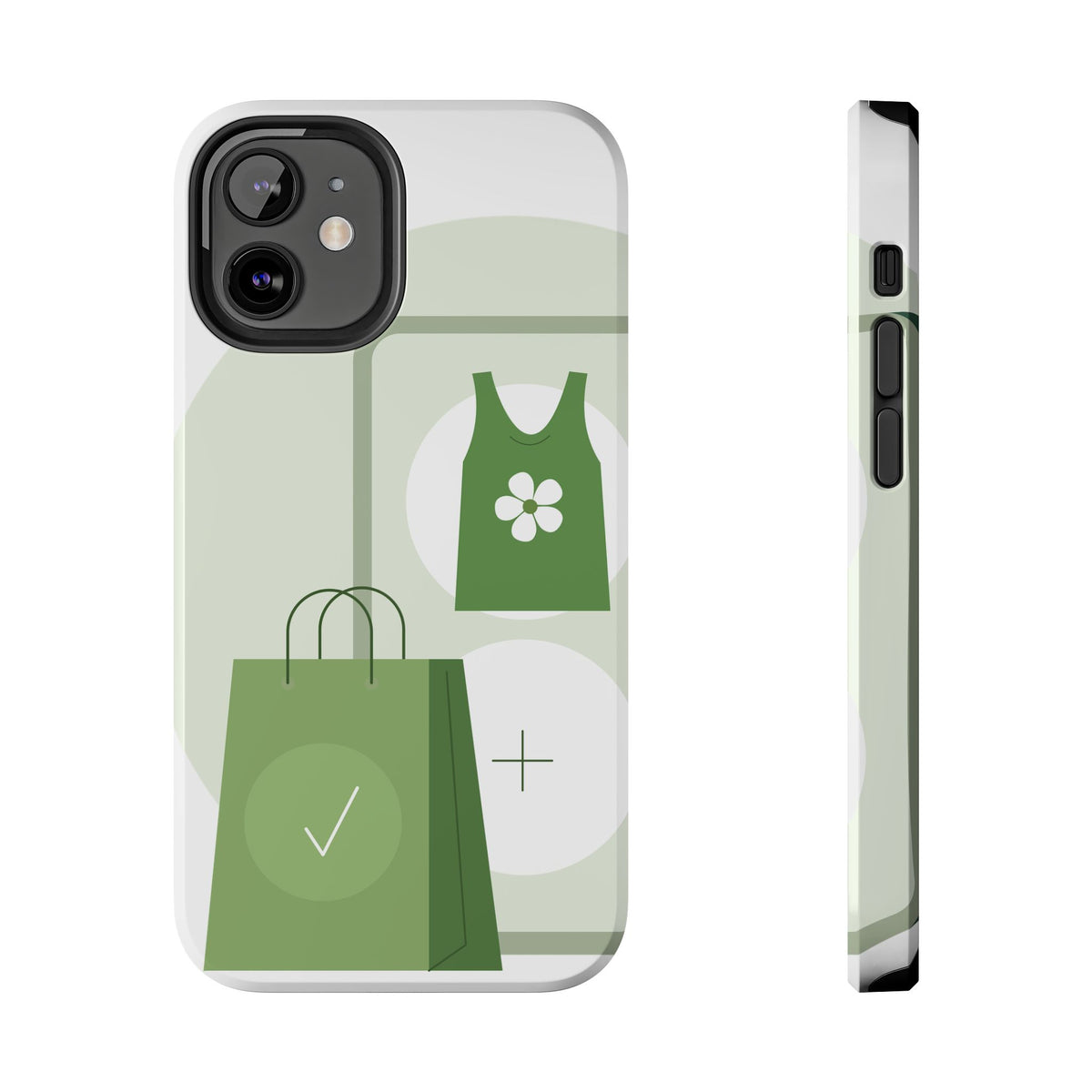 Green Shopping Icons Tough Phone Case — Eco Chic Protective Phone Cover