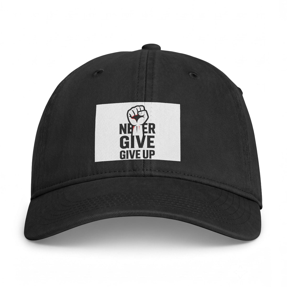 Embroidered 'Never Give Up' Washed Cap - Motivational Casual Baseball Hat