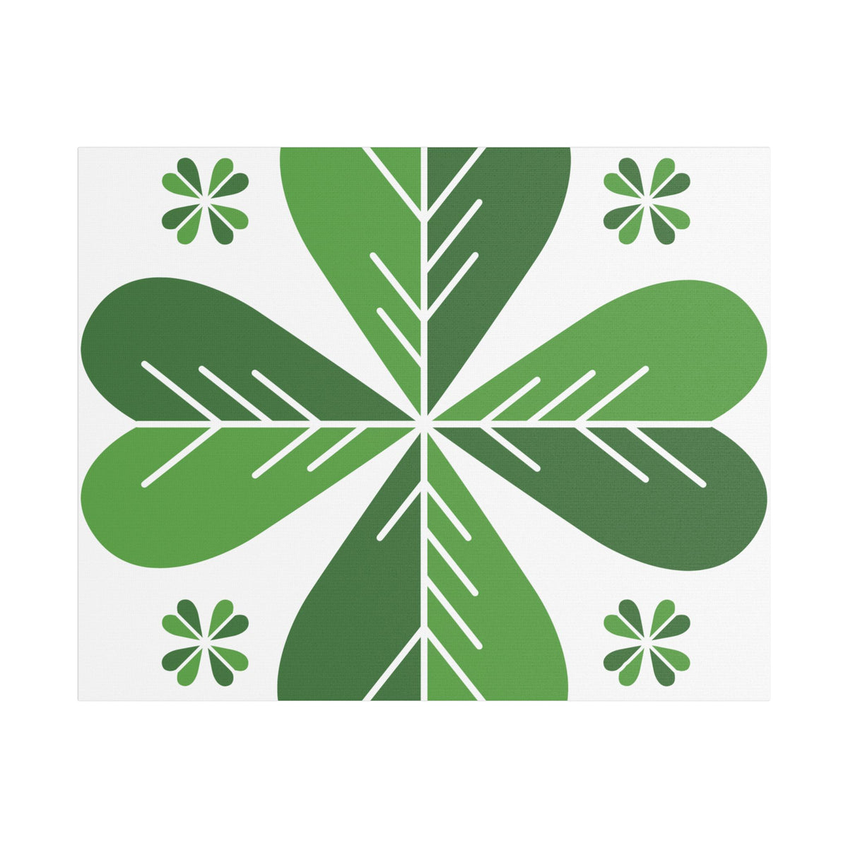 Green Clover Wall Art Canvas — Stretched Satin Botanical Print