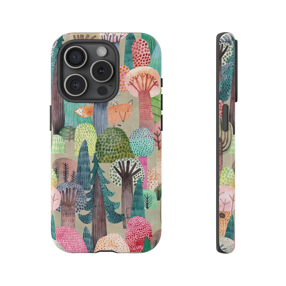 Woodland Fox Phone Case — Colorful Forest Art iPhone Cover