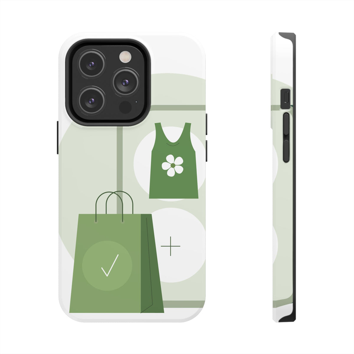 Green Shopping Icons Tough Phone Case — Eco Chic Protective Phone Cover