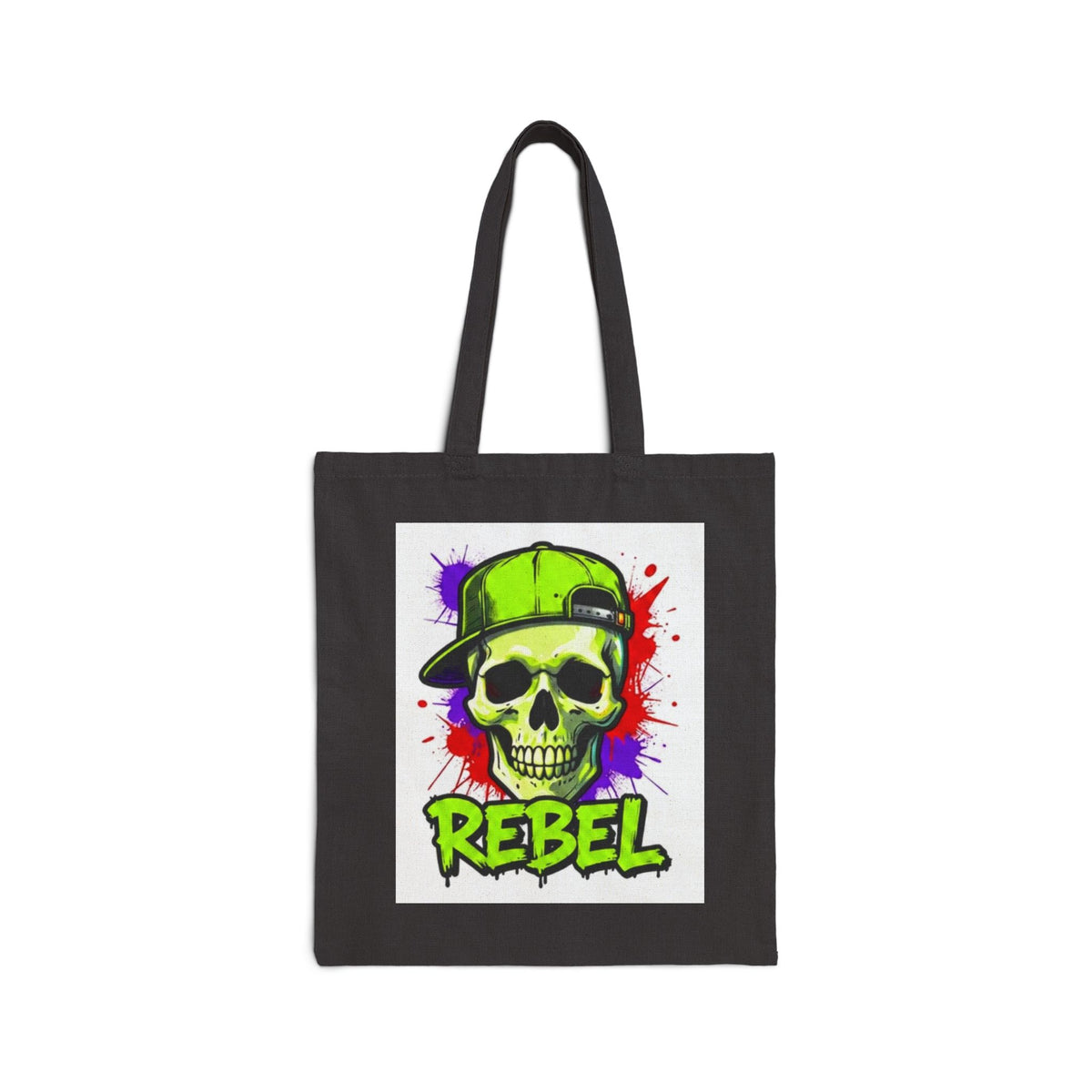 Tote de Lona Rebel Skull — Bolso Urbano con Calavera Neon