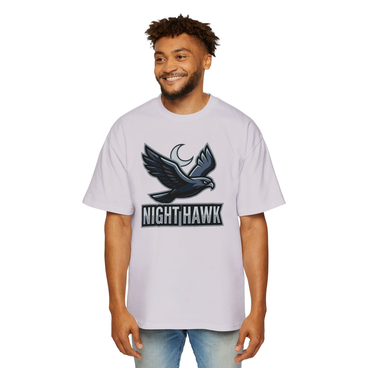 Polera Night Hawk — Camiseta Gráfica Oversize con Logo Halcón & Luna