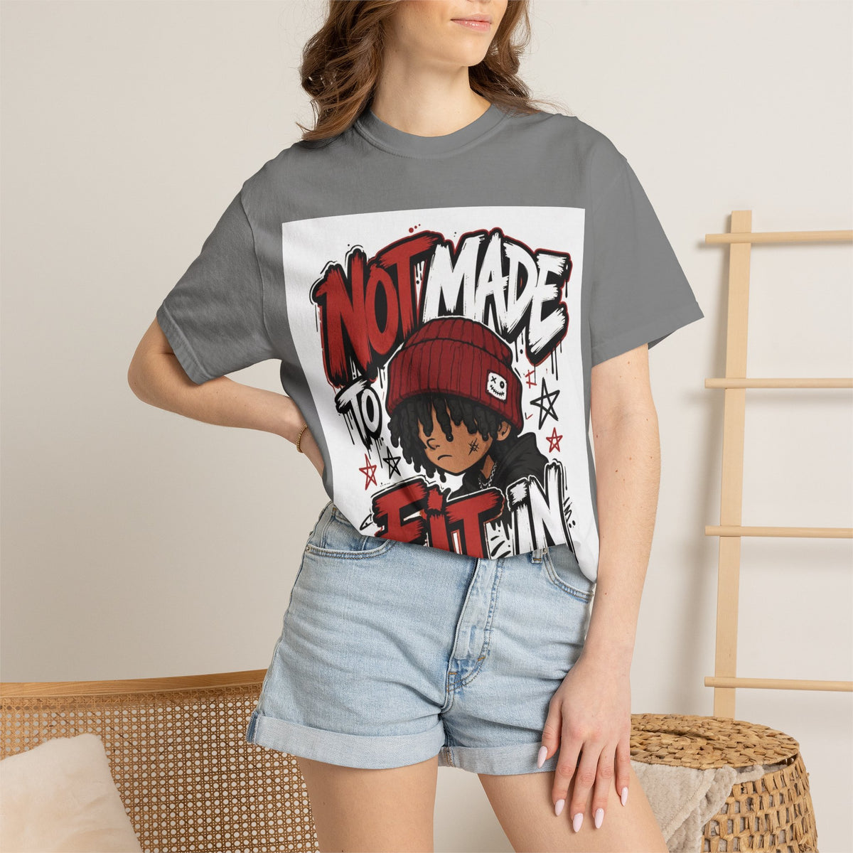 Not Made to Fit In Graphic T-Shirt — Streetwear Anime Statement Tee