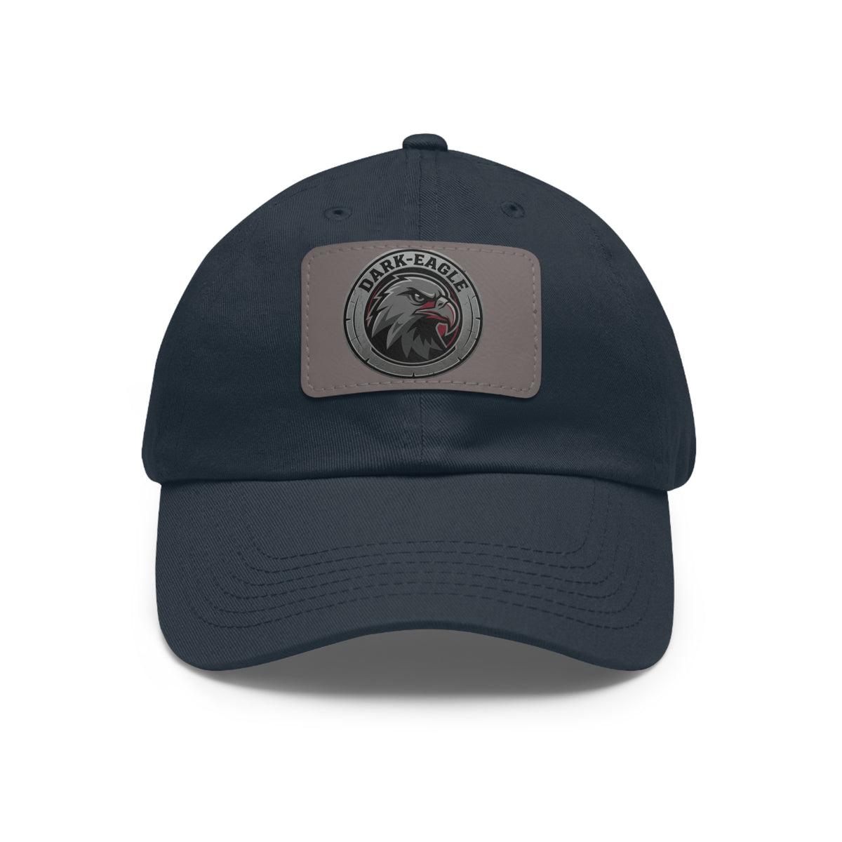 Leather Patch Dad Hat — ‘Dark Eagle’ Vintage Emblem Cap