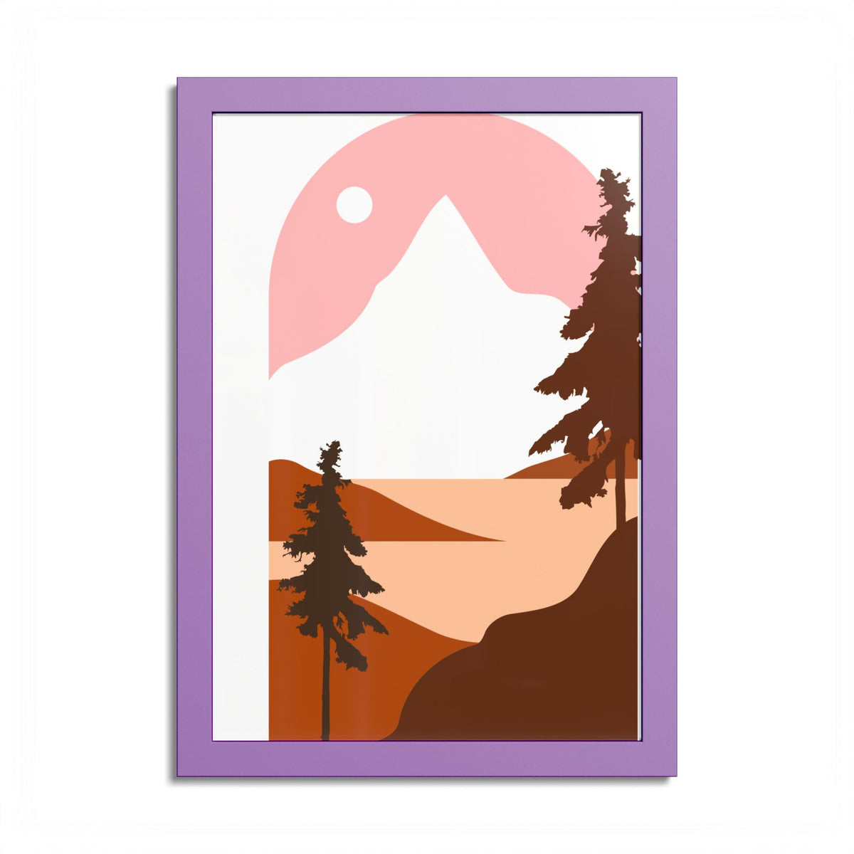 Minimalist Mountain Poster — Colored Frame Wall Art