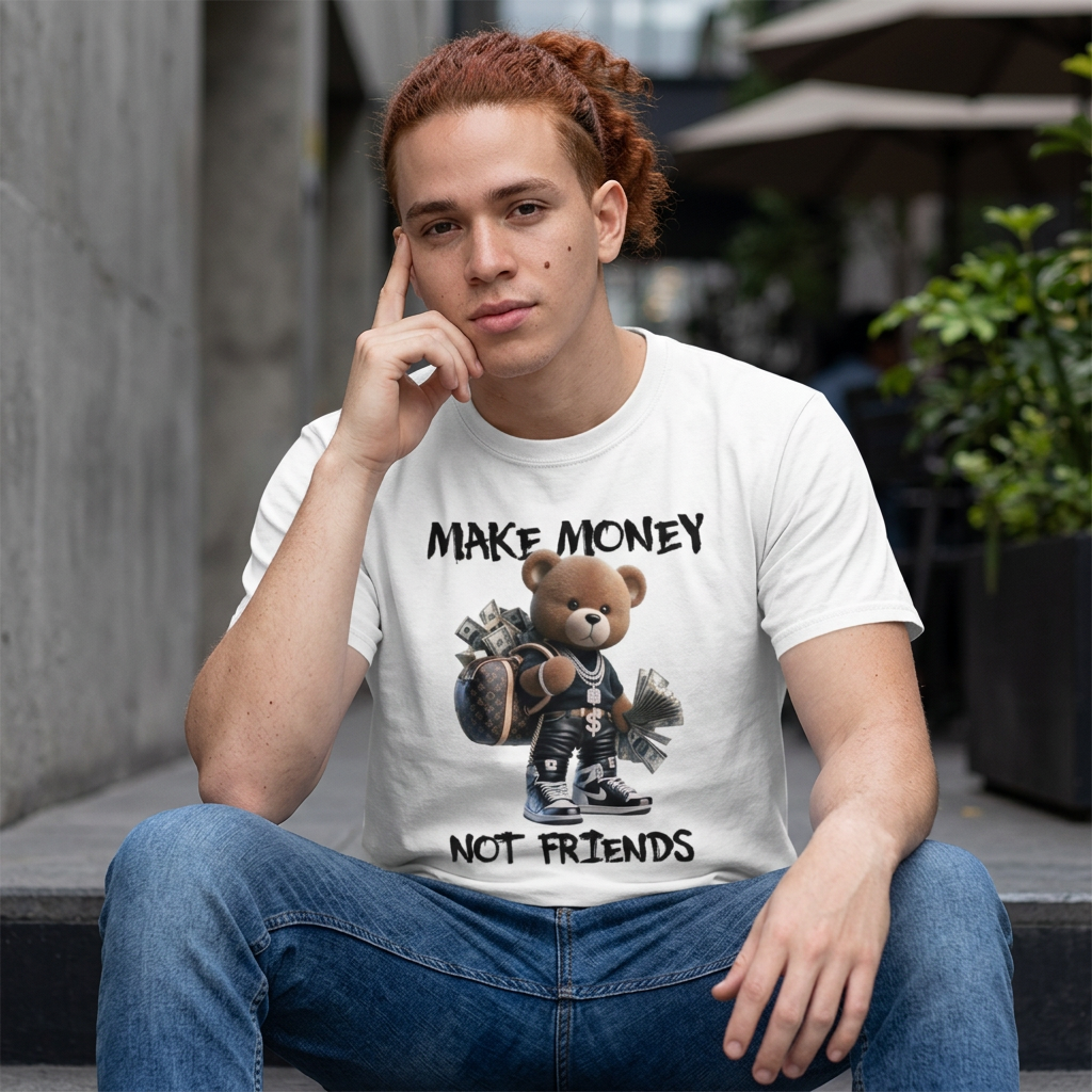 Polera Make Money Not Friends — Gráfica Streetwear Money Bear