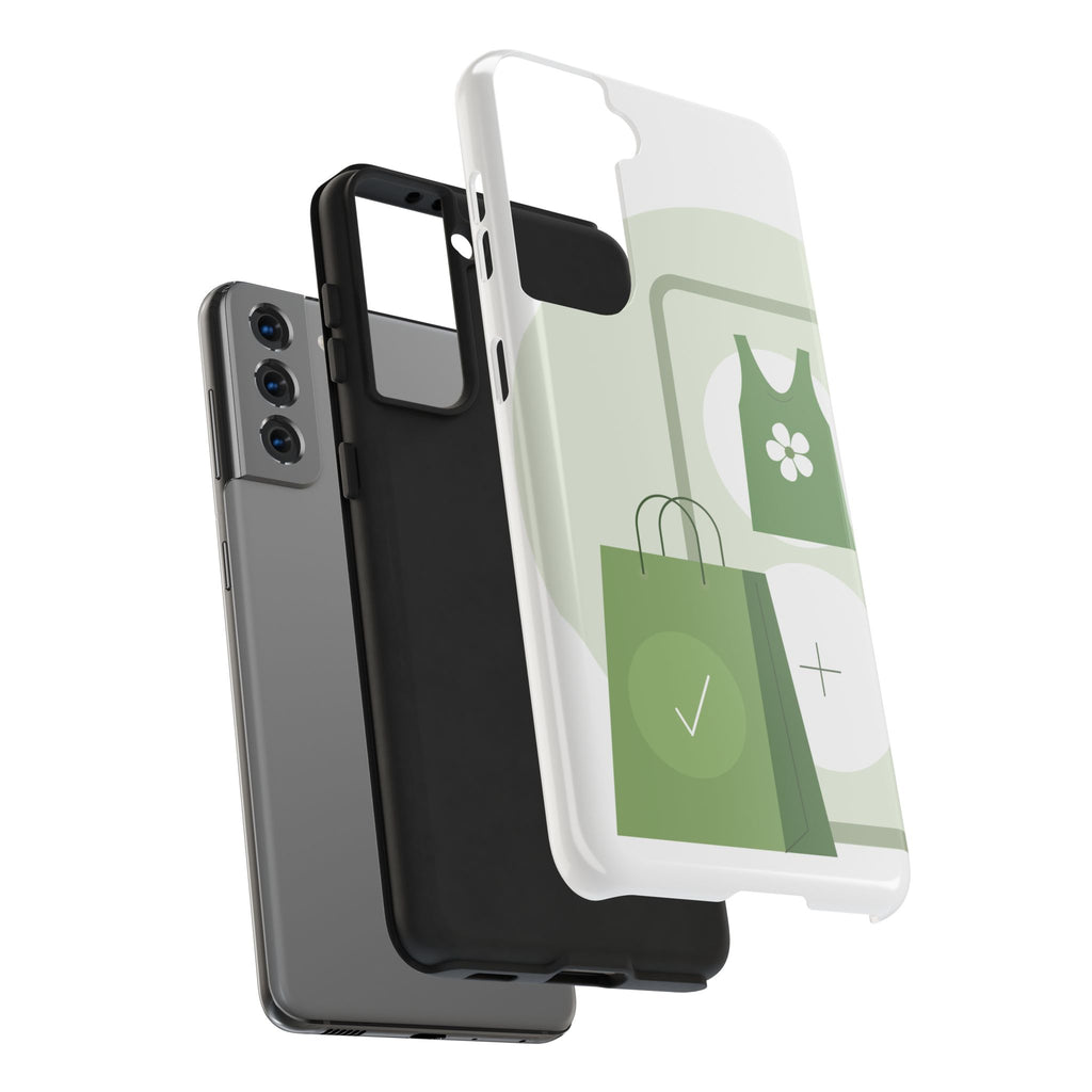 Green Shopping Icons Tough Phone Case — Eco Chic Protective Phone Cover