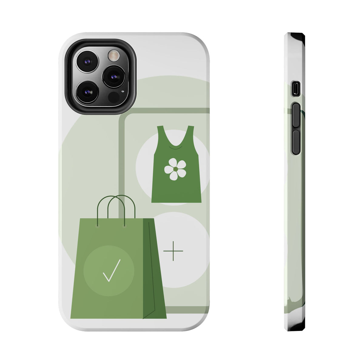 Green Shopping Icons Tough Phone Case — Eco Chic Protective Phone Cover