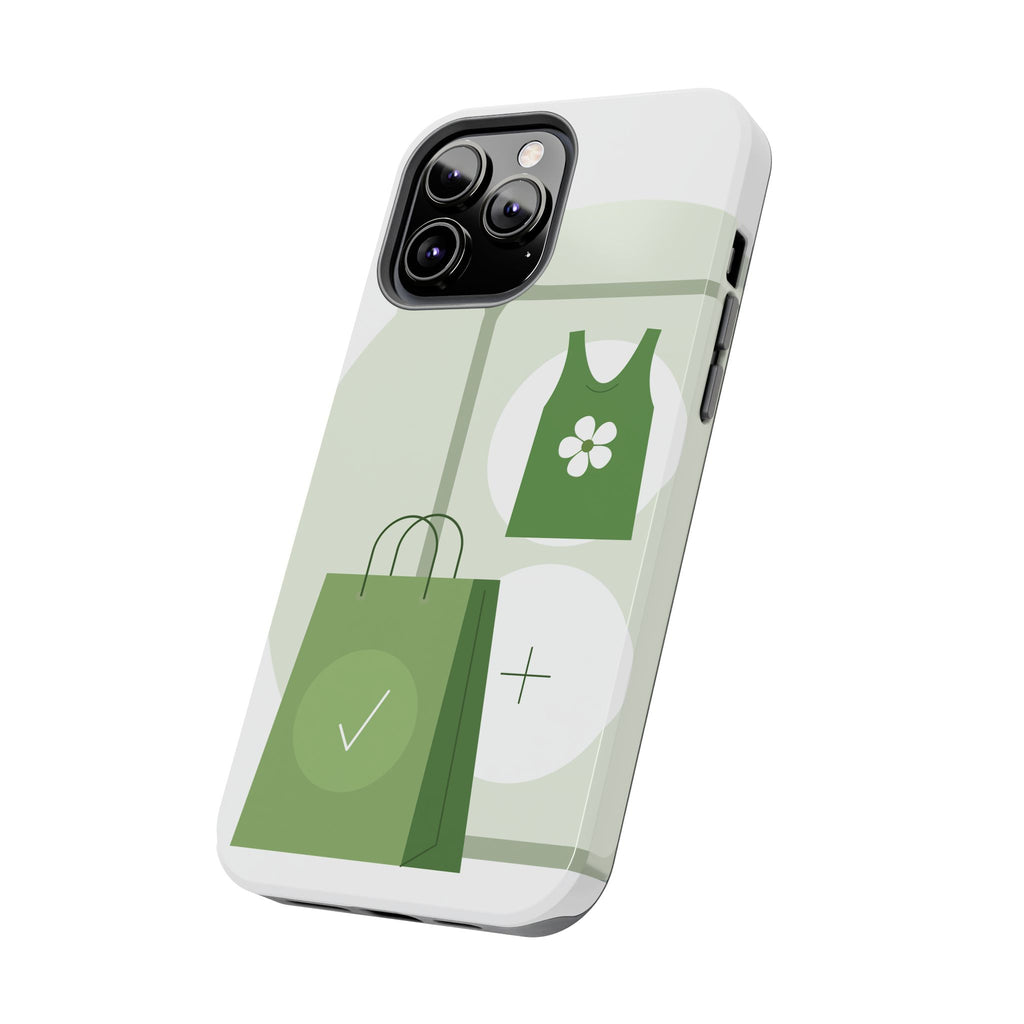 Green Shopping Icons Tough Phone Case — Eco Chic Protective Phone Cover