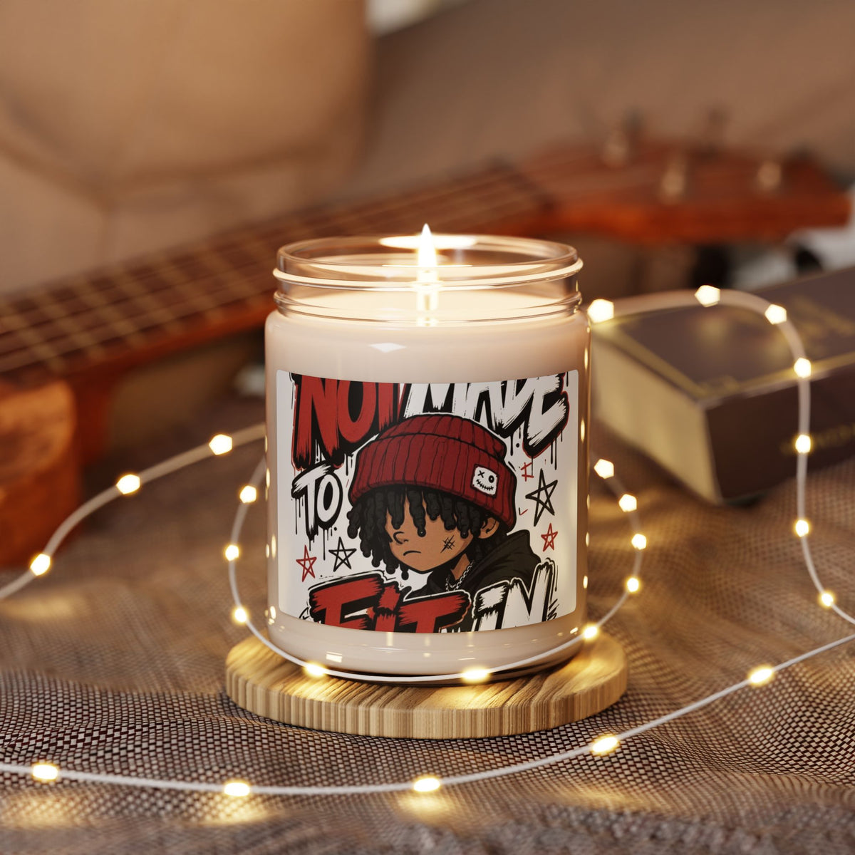 Soy Candle — 'No Time to Fit In' Cartoon Beanie Kid Scented Jar (9oz)