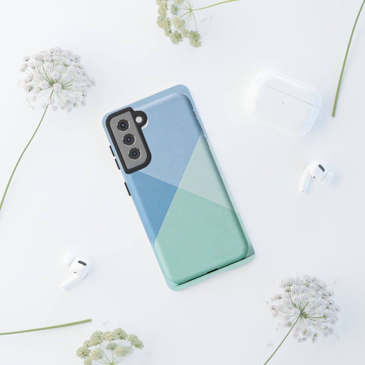 Geometric Mint & Sky Tough Phone Case