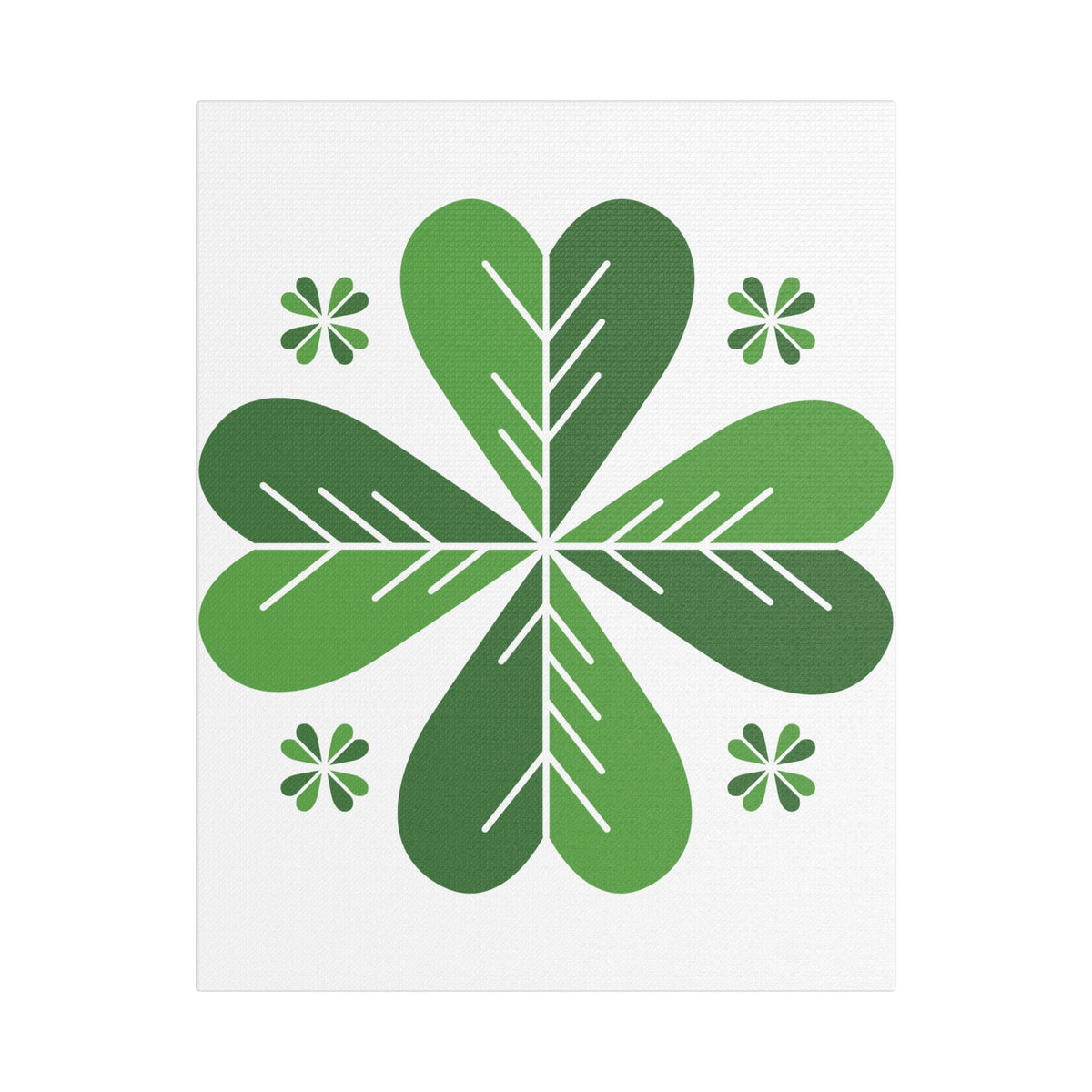 Green Clover Wall Art Canvas — Stretched Satin Botanical Print